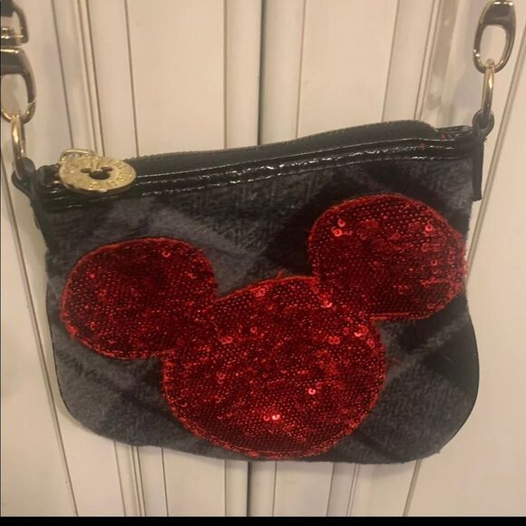 Disney Minnie Mouse Gray Red  And Black Sequin Mini Ears Crossbody Bag. Cute! - Picture 1 of 9